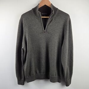Brooks Brothers Sweater Mens Large Green Pullover 1/4 Zip 100% Merino Wool